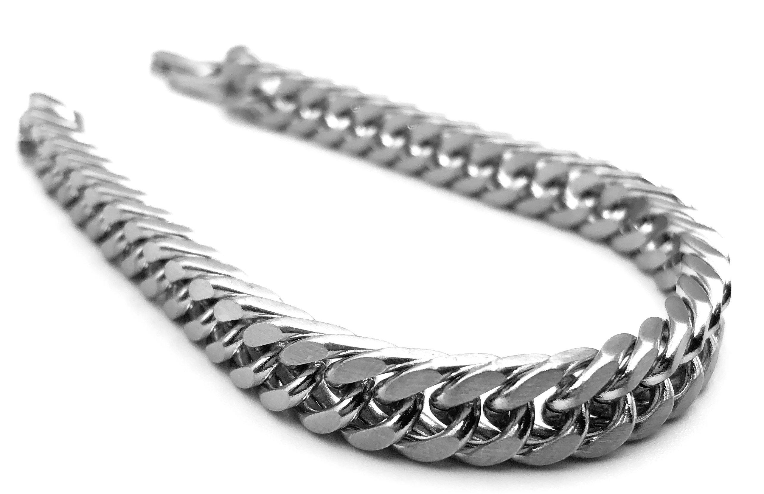 Matte Silver Chain Bracelet Matte Stainless Steel Curb Chain 